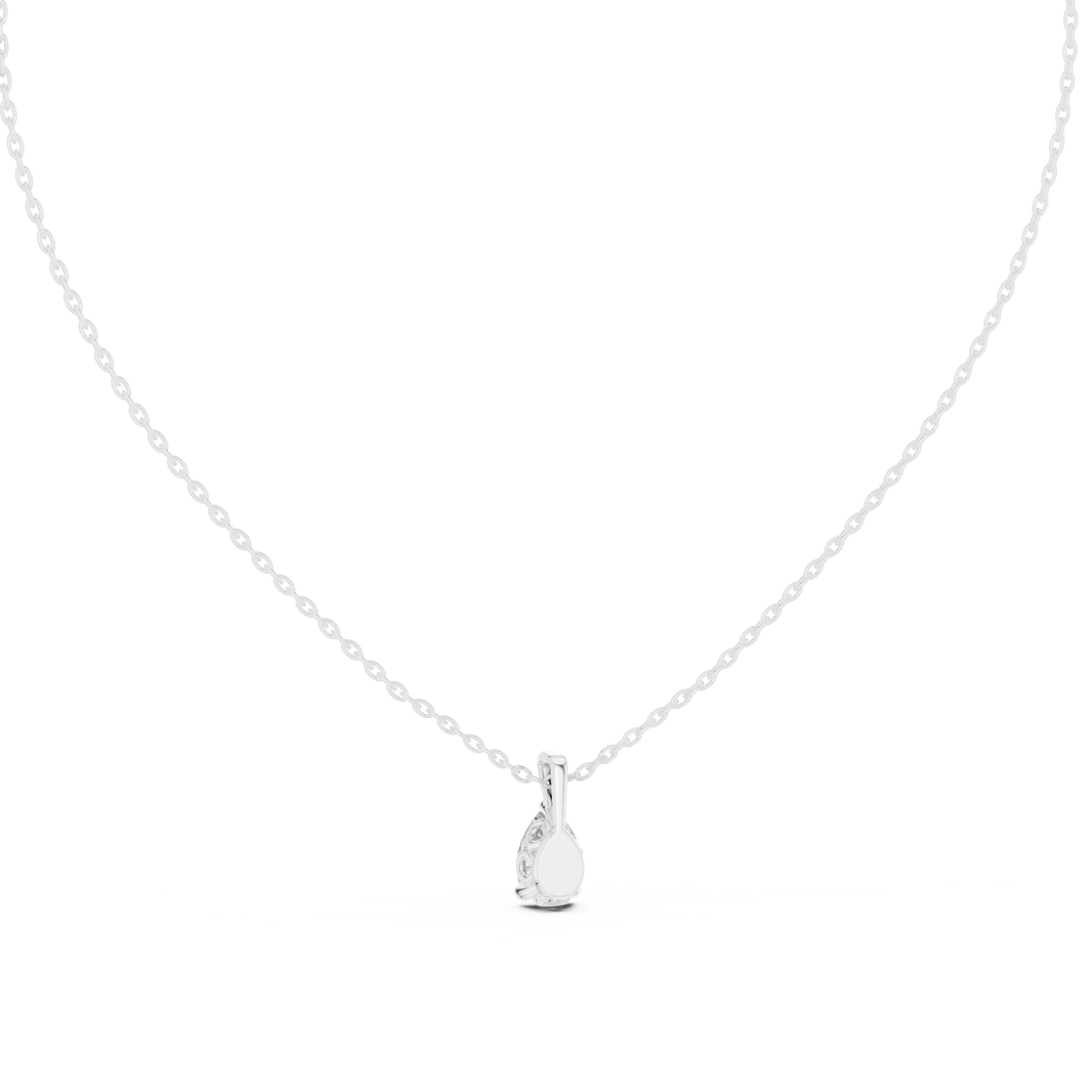 Pear Moissanite Scroll Basket Solitaire Pendant in white 925 sterling silver, view 4