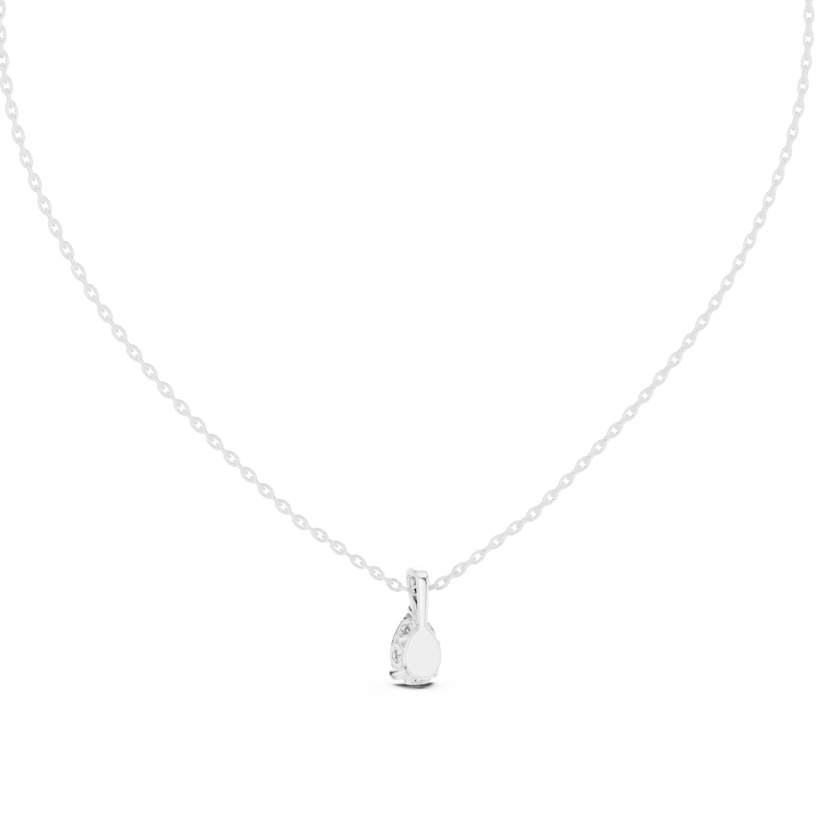 Pear Moissanite Scroll Basket Solitaire Pendant in white 925 sterling silver, view 4