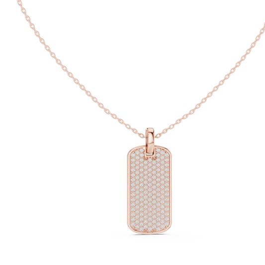 Pavé Moissanite Dog Tag Pendant in rose 925 sterling silver, view 1