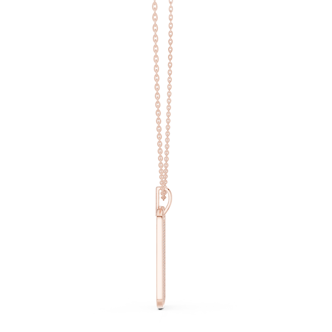 Pavé Moissanite Dog Tag Pendant in rose 925 sterling silver, view 3