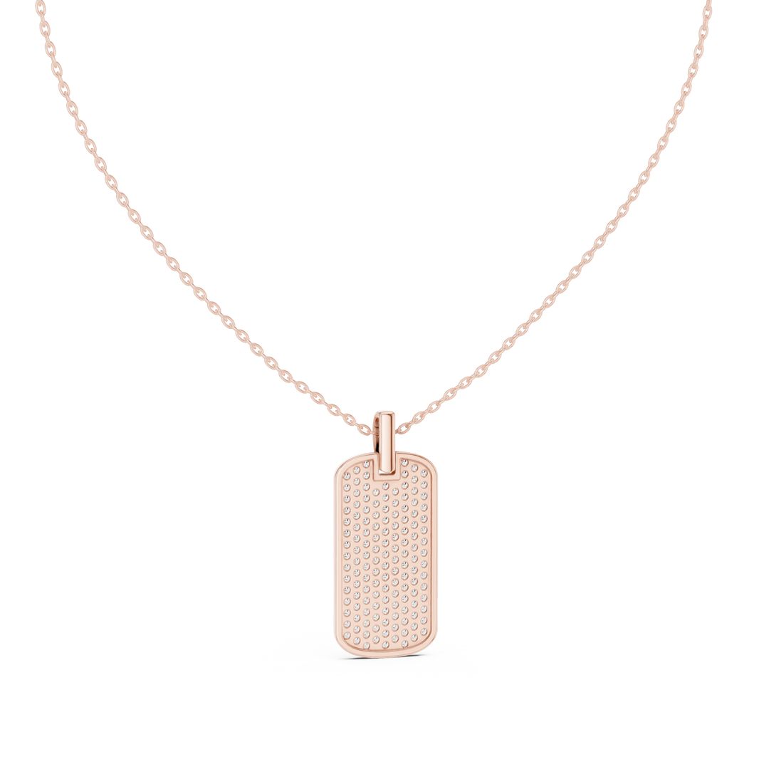 Pavé Moissanite Dog Tag Pendant in rose 925 sterling silver, view 4