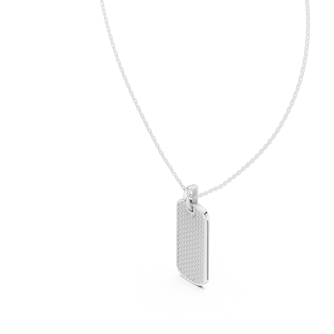 Pavé Moissanite Dog Tag Pendant in white 925 sterling silver, view 2