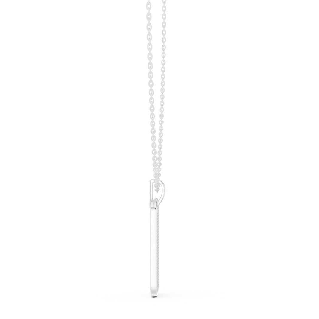 Pavé Moissanite Dog Tag Pendant in white 925 sterling silver, view 3