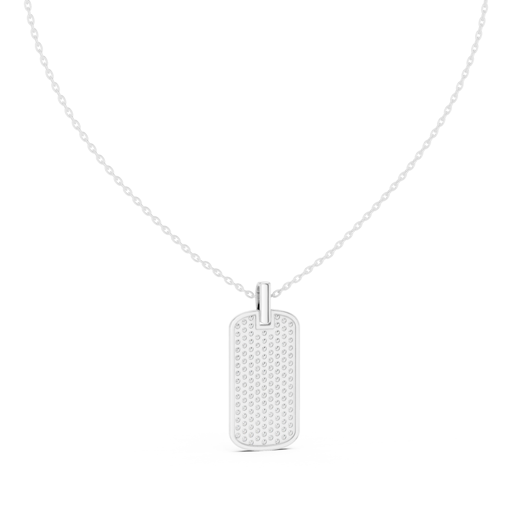 Pavé Moissanite Dog Tag Pendant in white 925 sterling silver, view 4