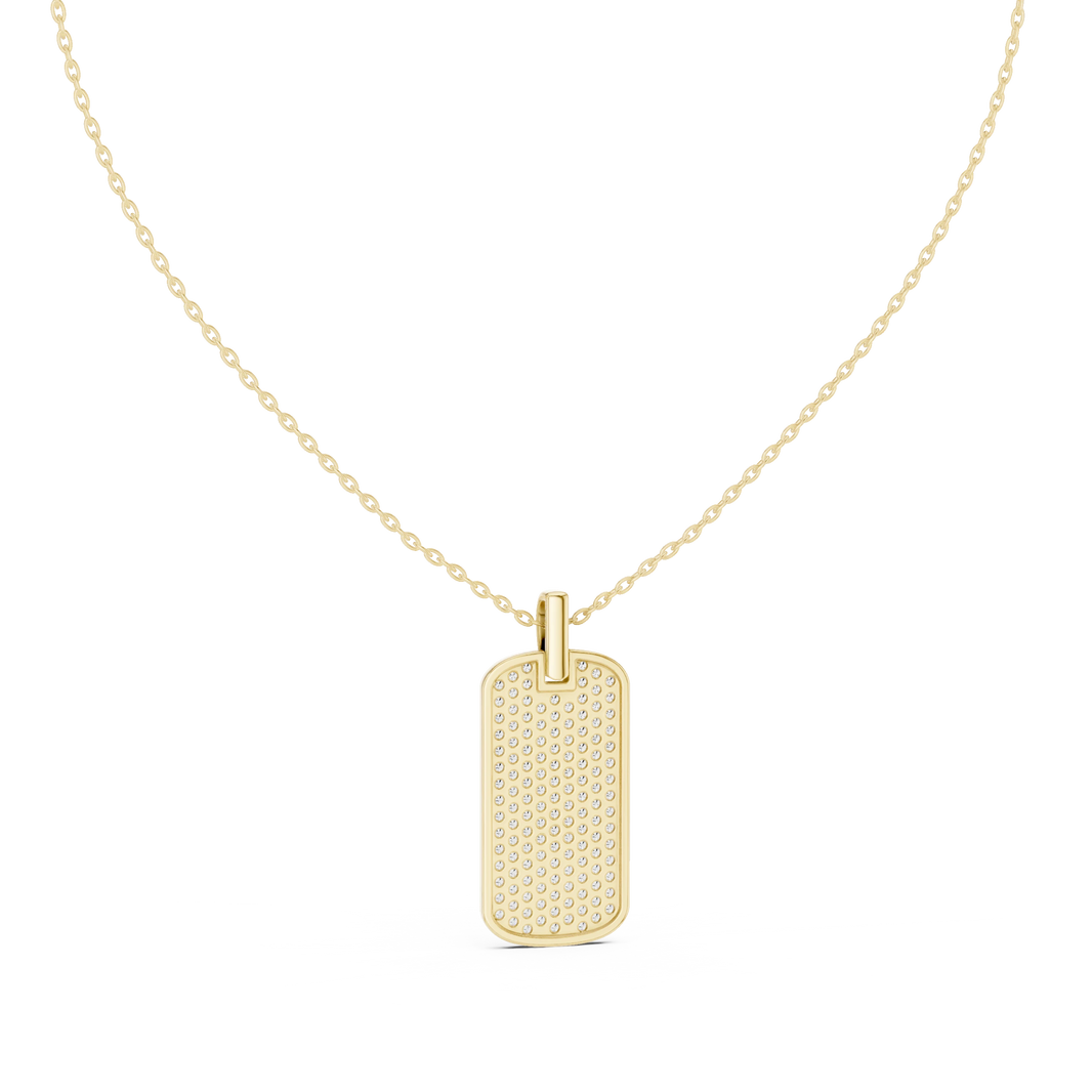 Pavé Moissanite Dog Tag Pendant in yellow 925 sterling silver, view 4