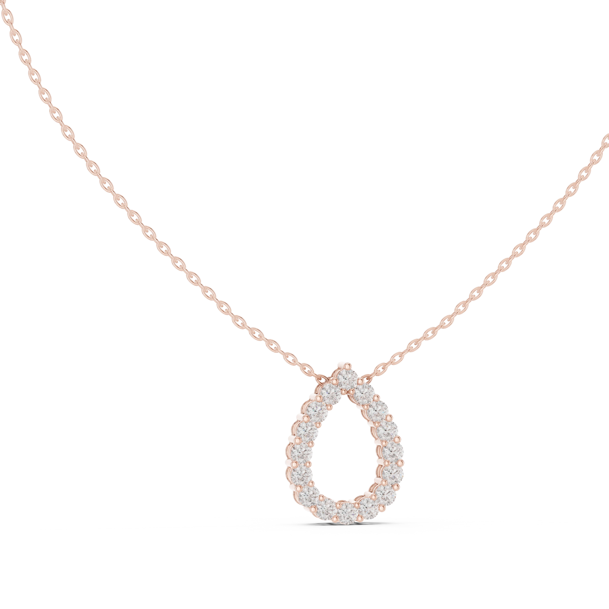 Open Teardrop Moissanite Pendant in rose 925 sterling silver, view 1