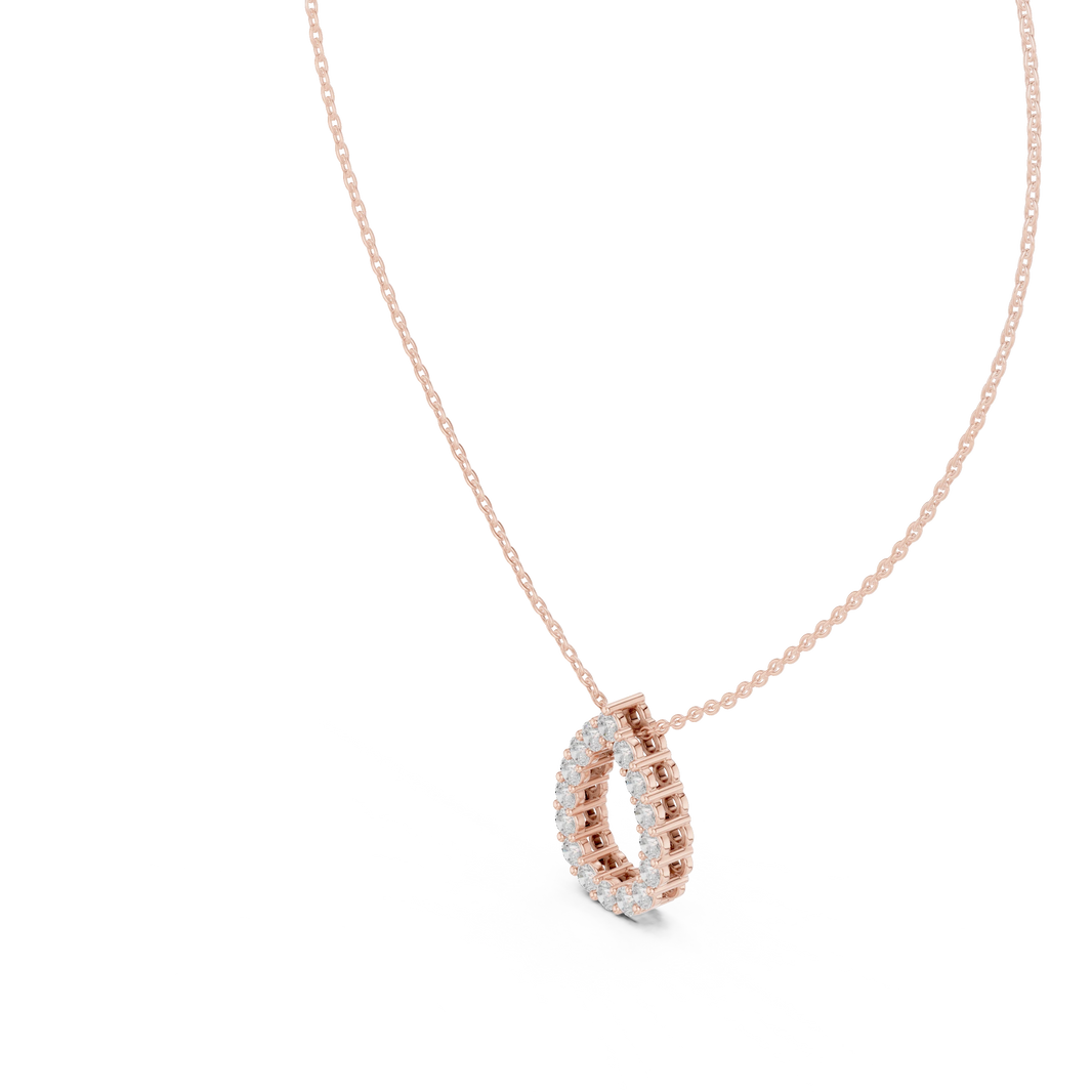 Open Teardrop Moissanite Pendant in rose 925 sterling silver, view 2