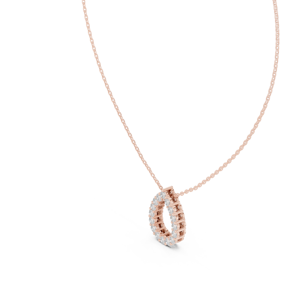 Open Teardrop Moissanite Pendant in rose 925 sterling silver, view 2