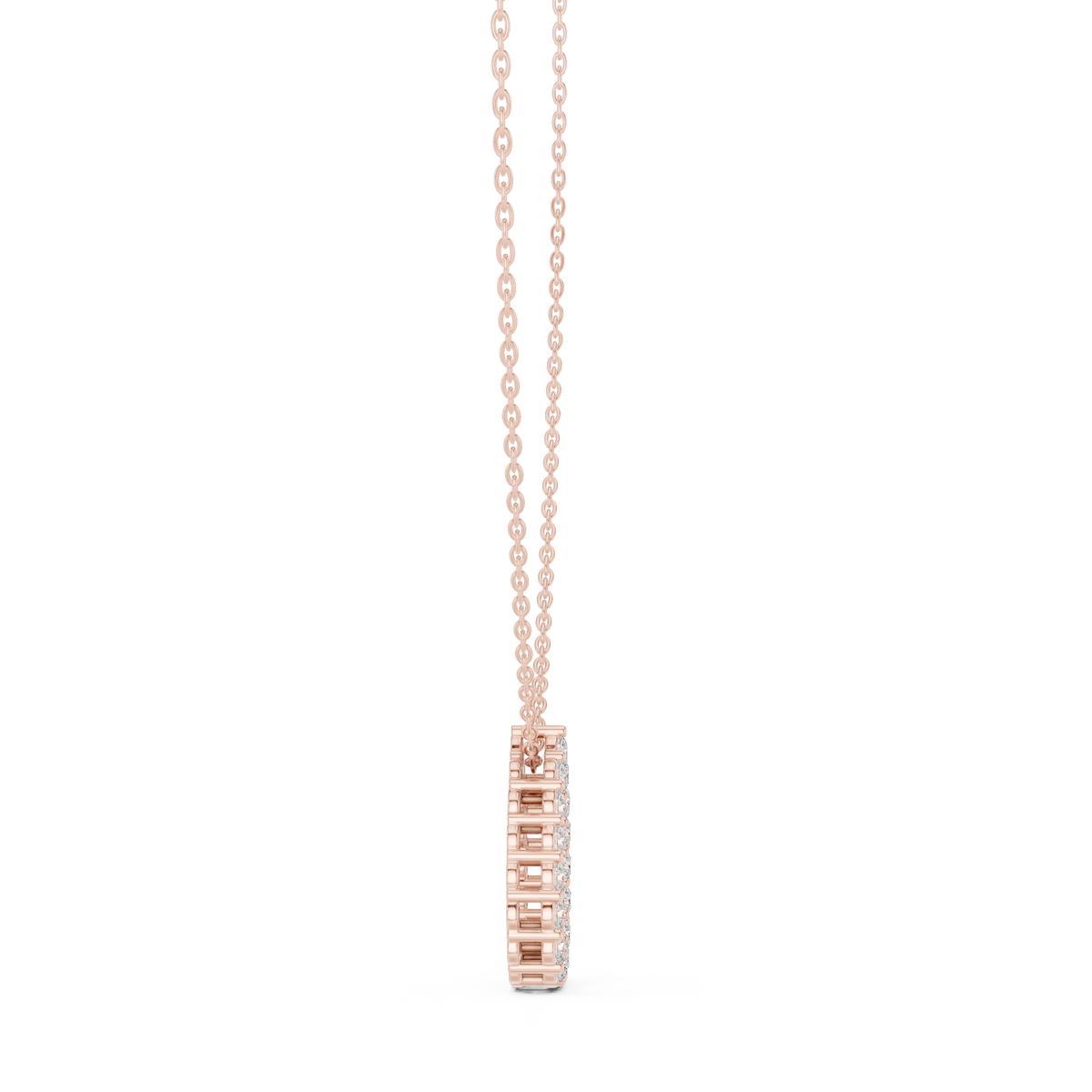 Open Teardrop Moissanite Pendant in rose 925 sterling silver, view 3