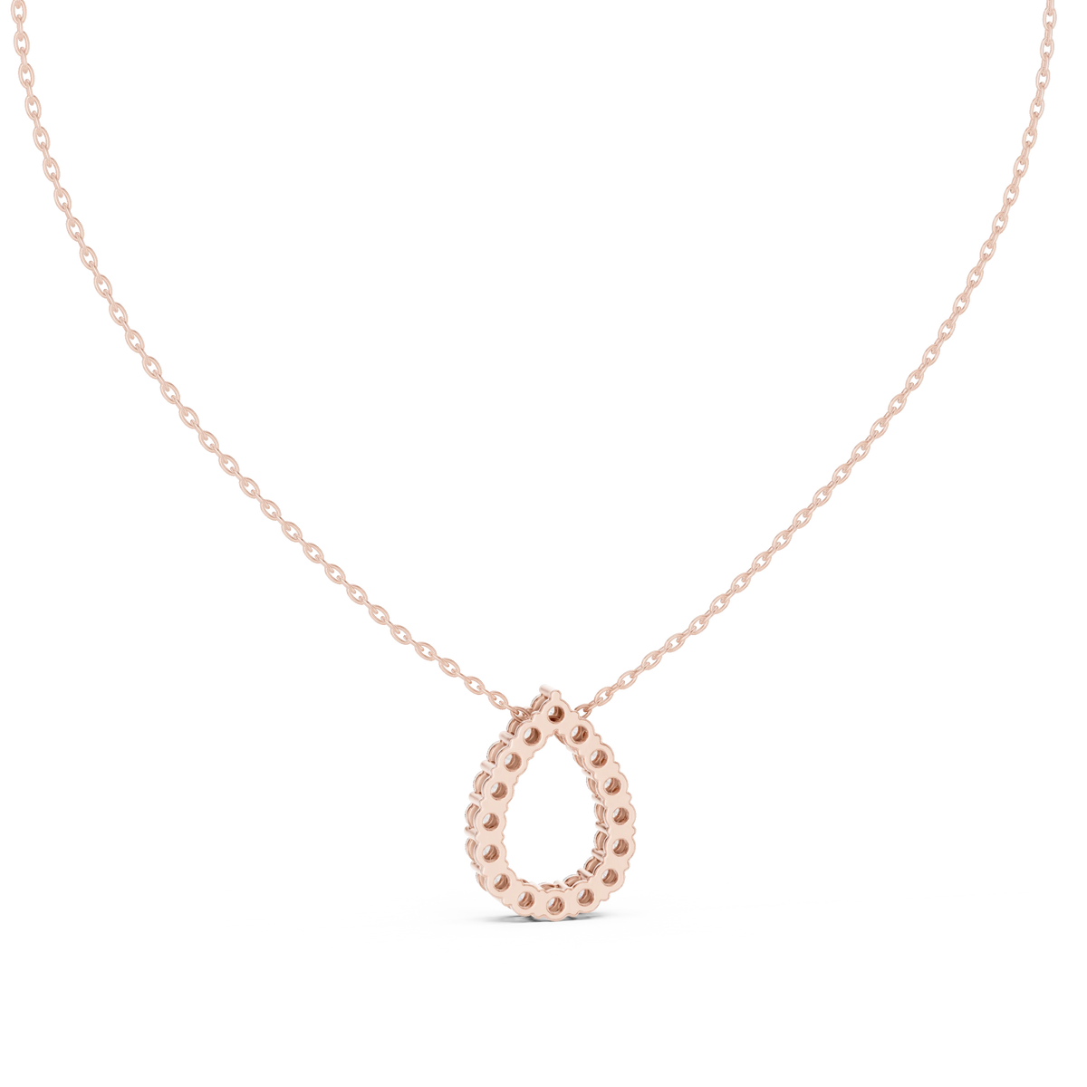 Open Teardrop Moissanite Pendant in rose 925 sterling silver, view 4