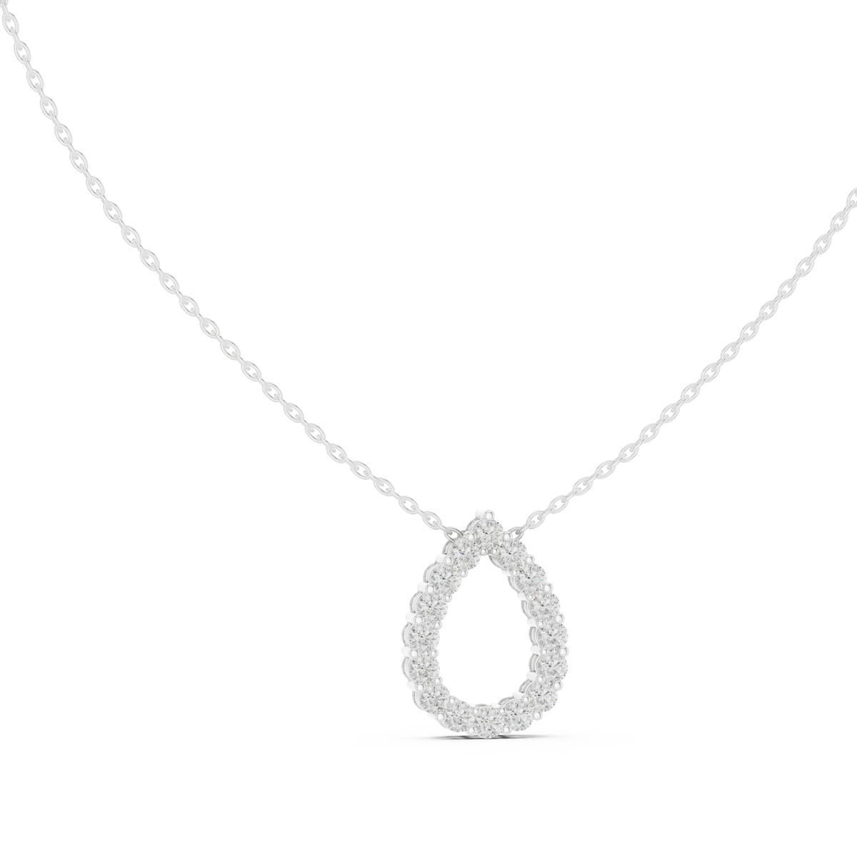 Open Teardrop Moissanite Pendant in white 925 sterling silver, view 1