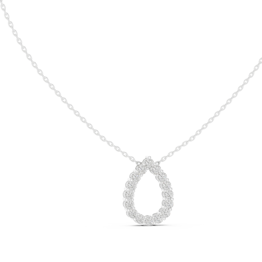 Open Teardrop Moissanite Pendant in white 925 sterling silver, view 1