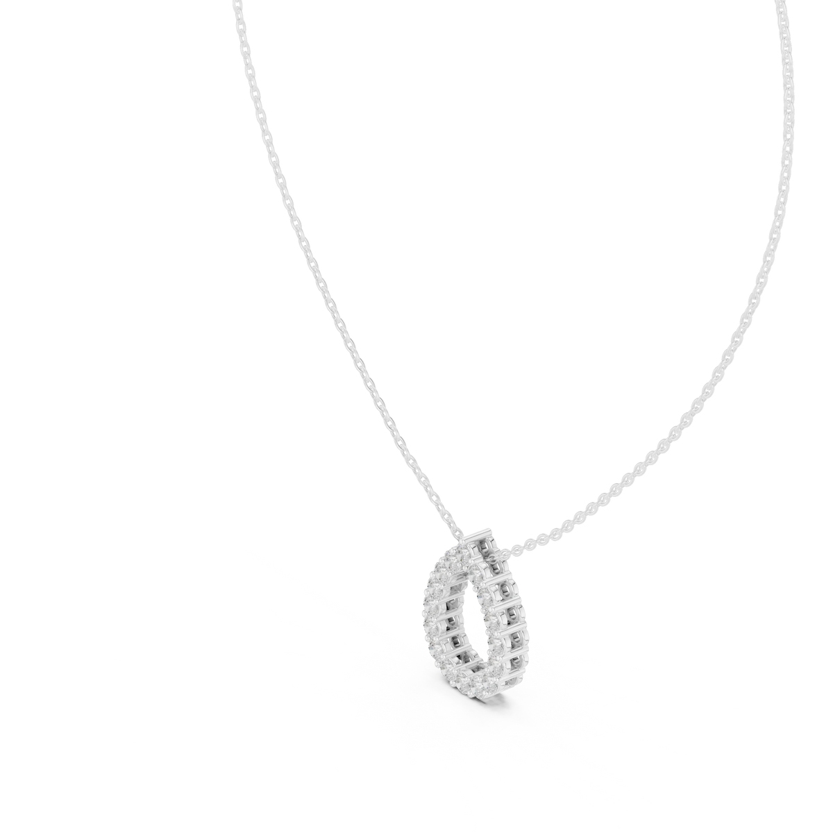 Open Teardrop Moissanite Pendant in white 925 sterling silver, view 2