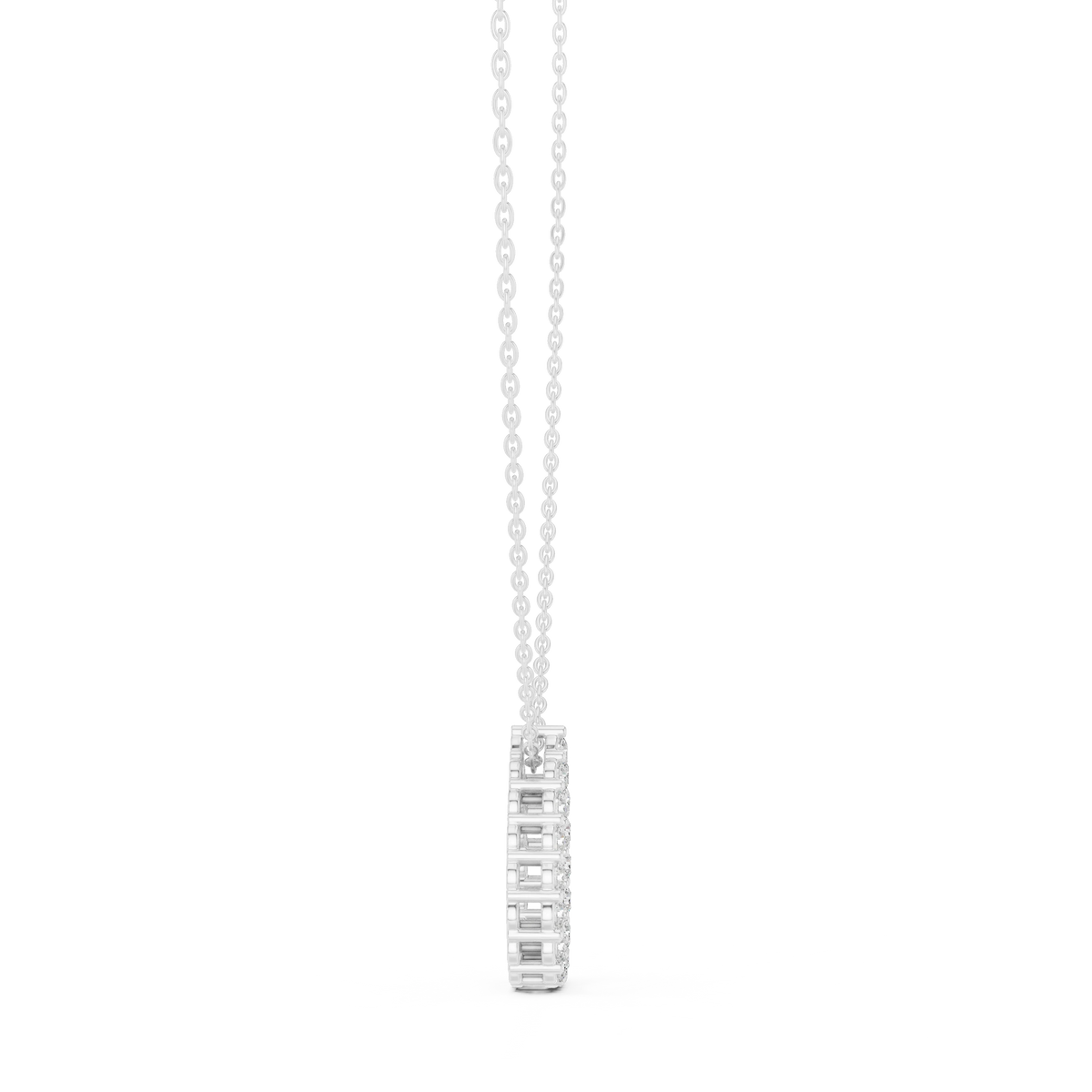 Open Teardrop Moissanite Pendant in white 925 sterling silver, view 3