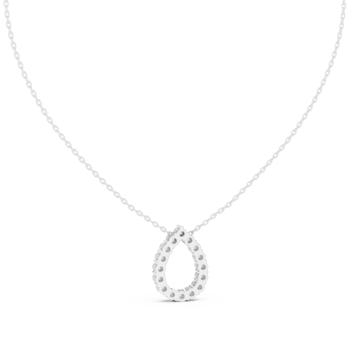 Open Teardrop Moissanite Pendant in white 925 sterling silver, view 4