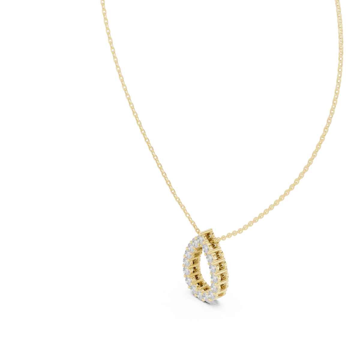 Open Teardrop Moissanite Pendant in yellow 925 sterling silver, view 2