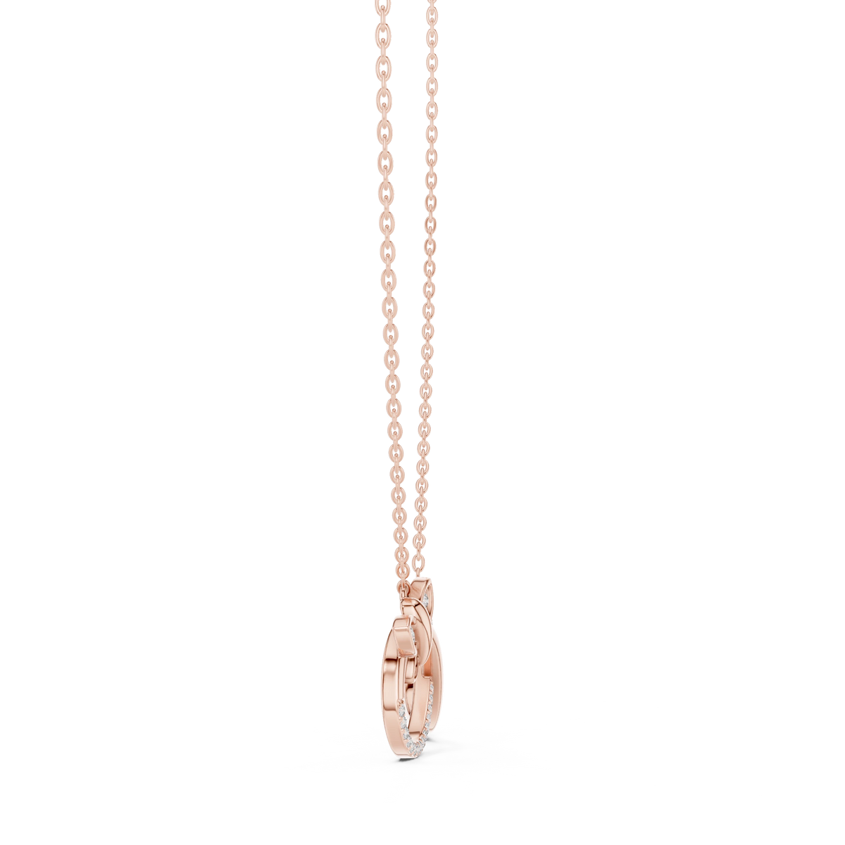 Infinity Butterfly Moissanite Pendant in rose 925 sterling silver, view 3