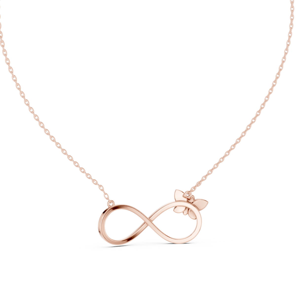 Infinity Butterfly Moissanite Pendant in rose 925 sterling silver, view 4