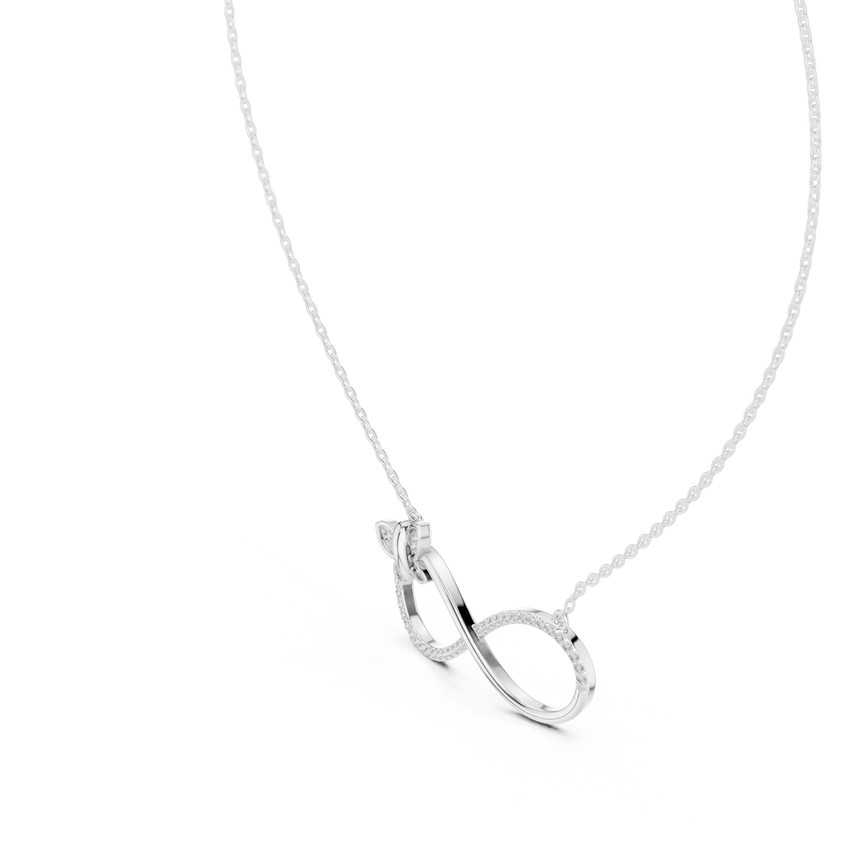 Infinity Butterfly Moissanite Pendant in white 925 sterling silver, view 2