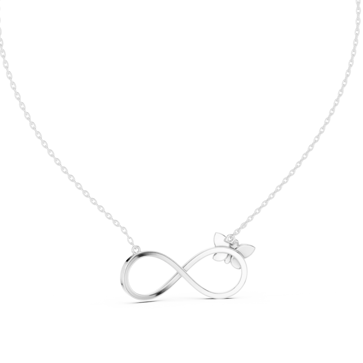 Infinity Butterfly Moissanite Pendant in white 925 sterling silver, view 4