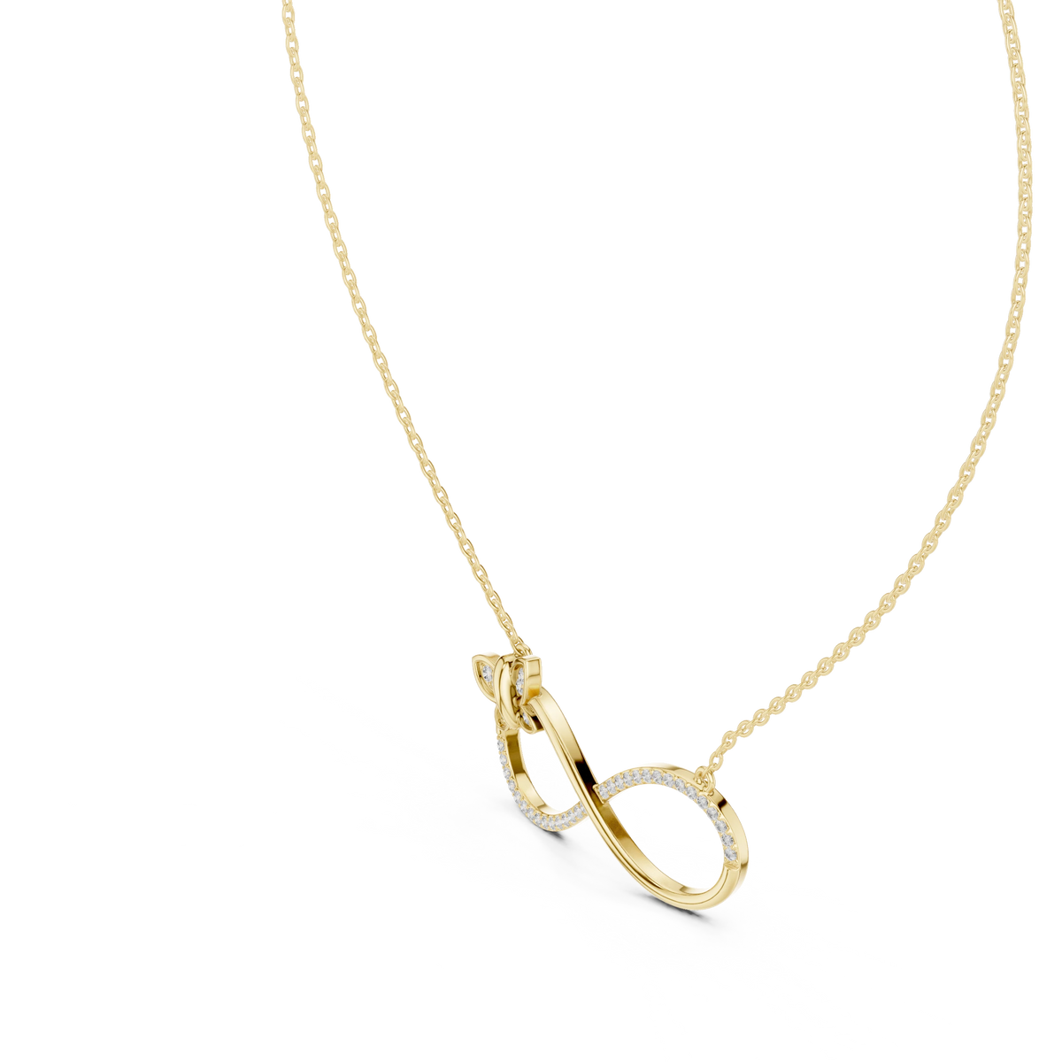 Infinity Butterfly Moissanite Pendant in yellow 925 sterling silver, view 2