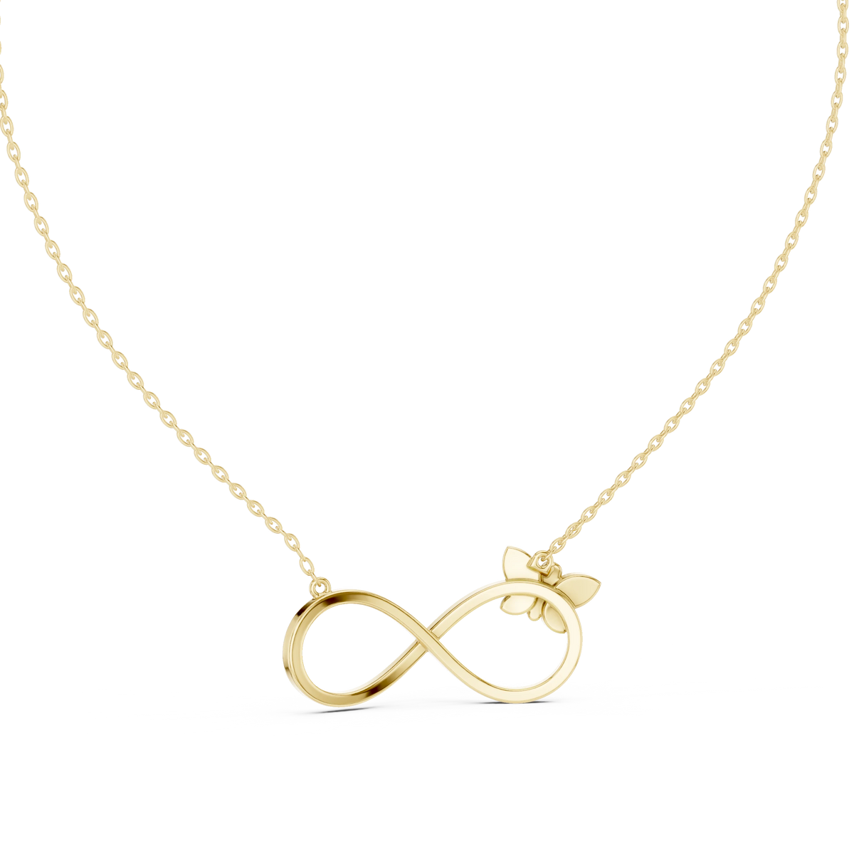 Infinity Butterfly Moissanite Pendant in yellow 925 sterling silver, view 4