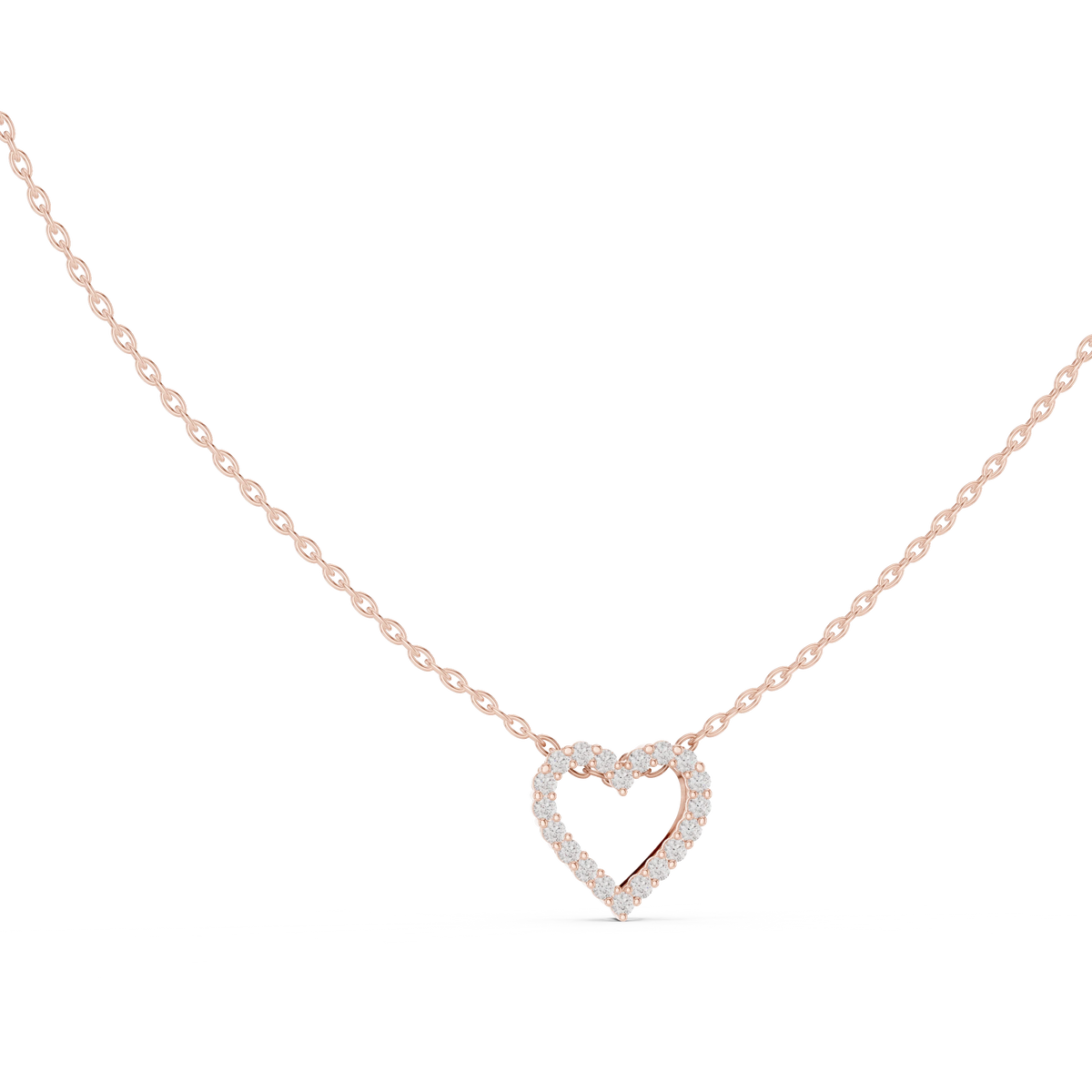 Open Heart Moissanite Slide Pendant in rose 925 sterling silver, view 1