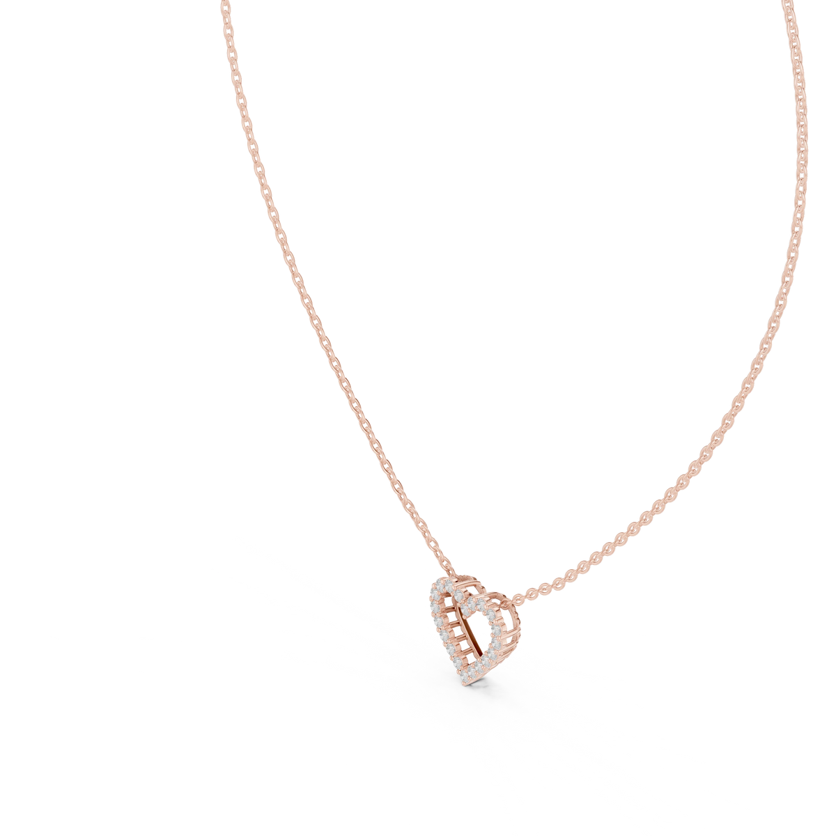 Open Heart Moissanite Slide Pendant in rose 925 sterling silver, view 2