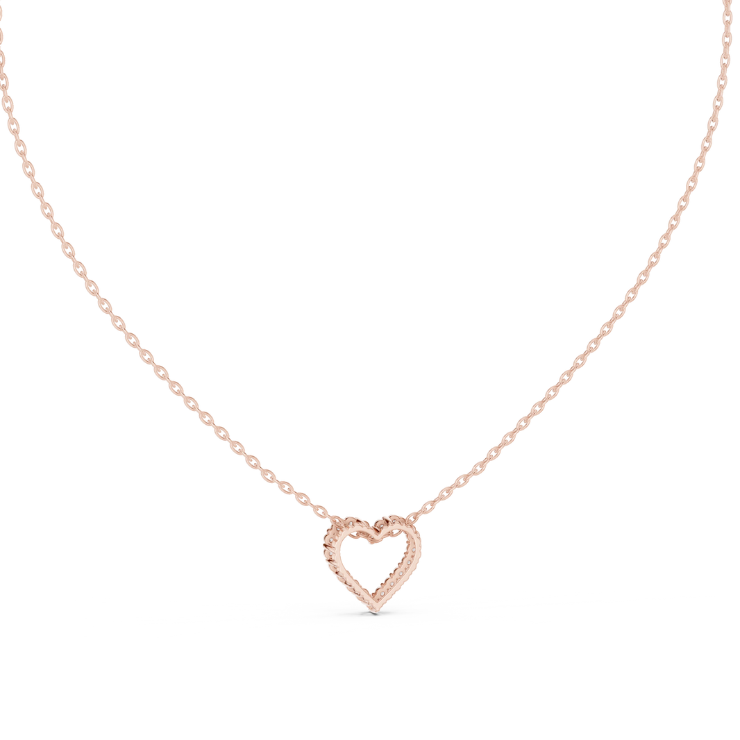 Open Heart Moissanite Slide Pendant in rose 925 sterling silver, view 4
