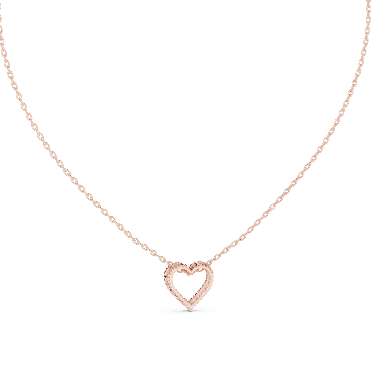 Open Heart Moissanite Slide Pendant in rose 925 sterling silver, view 4
