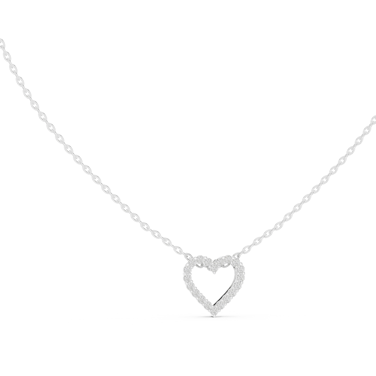 Open Heart Moissanite Slide Pendant in white 925 sterling silver, view 1