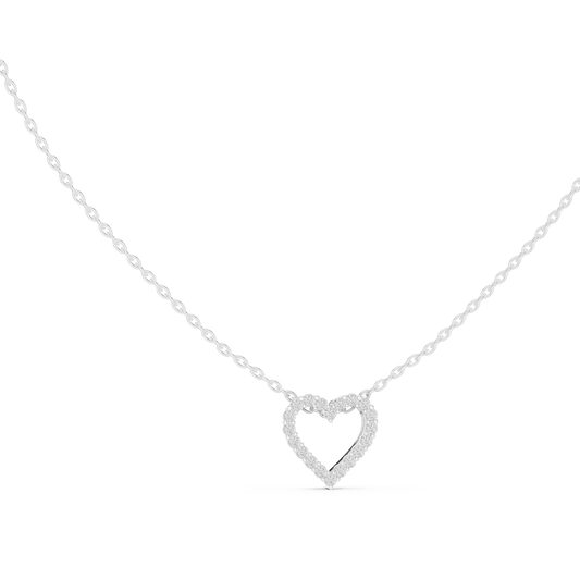 Open Heart Moissanite Slide Pendant in white 925 sterling silver, view 1