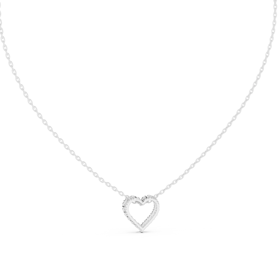 Open Heart Moissanite Slide Pendant in white 925 sterling silver, view 4
