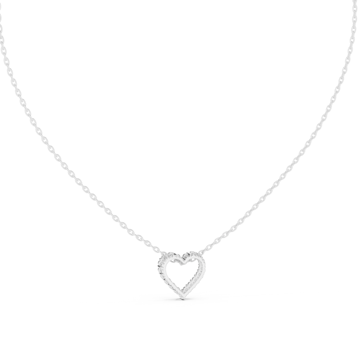 Open Heart Moissanite Slide Pendant in white 925 sterling silver, view 4
