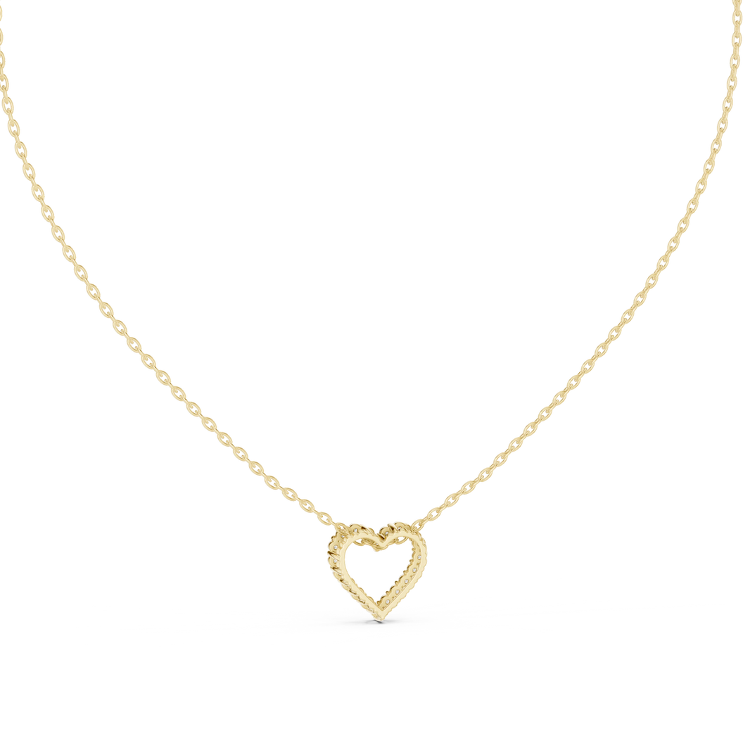 Open Heart Moissanite Slide Pendant in yellow 925 sterling silver, view 4
