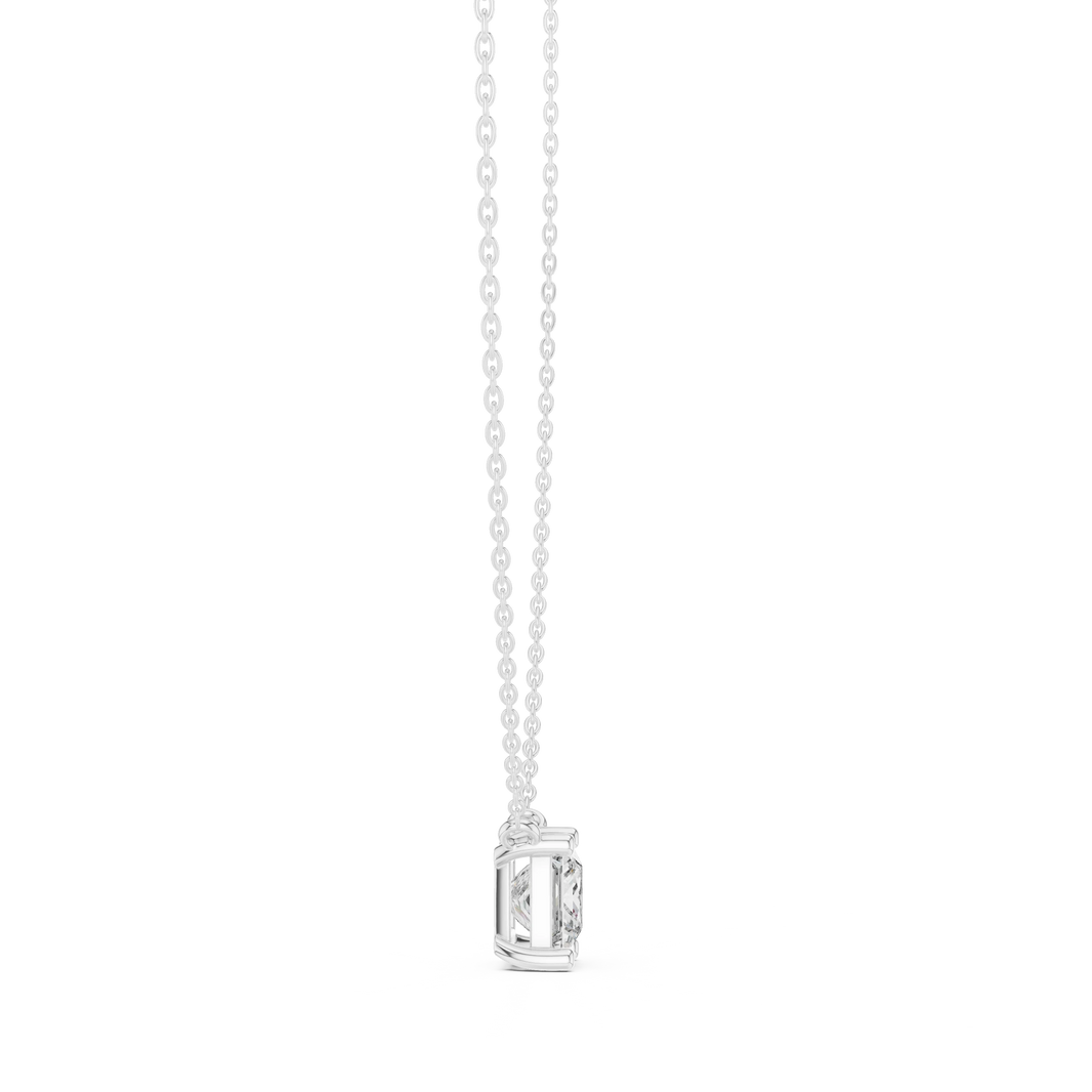 Princess Cut Moissanite Four Prong Station Pendant in white 925 sterling silver, view 3