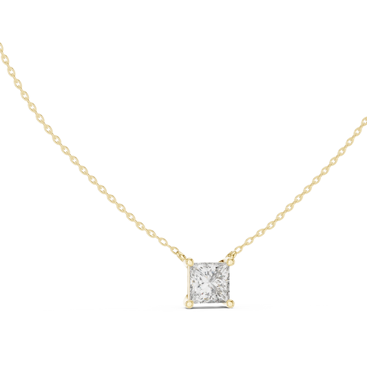 Princess Cut Moissanite Four Prong Station Pendant in yellow 925 sterling silver, view 1