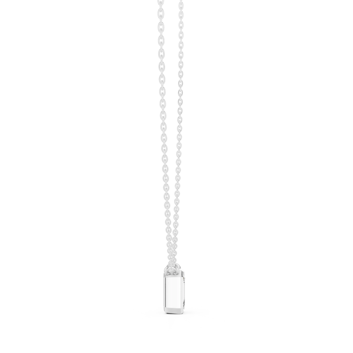 Emerald Cut Moissanite Bezel Station Pendant in white 925 sterling silver, view 3