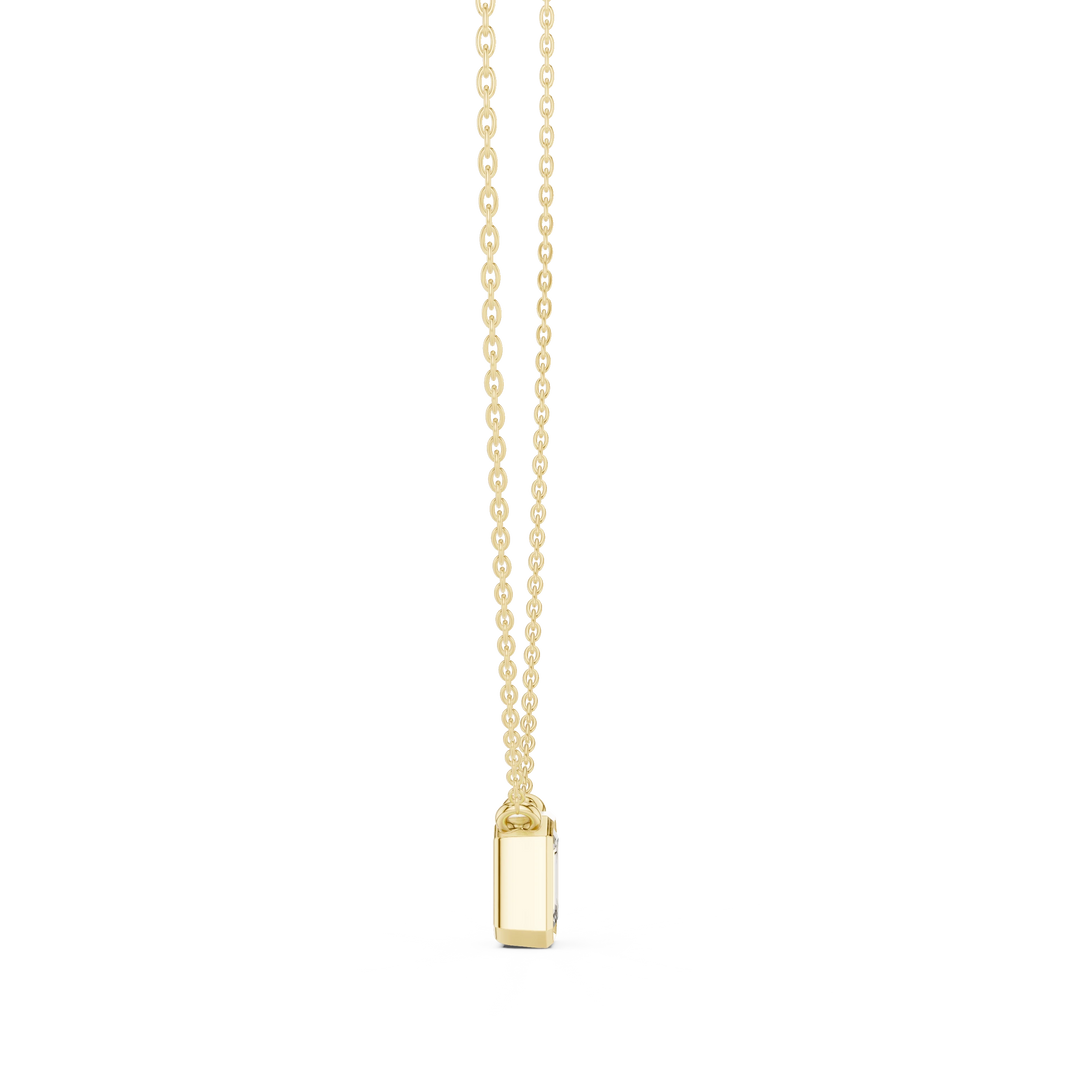 Emerald Cut Moissanite Bezel Station Pendant in yellow 925 sterling silver, view 3