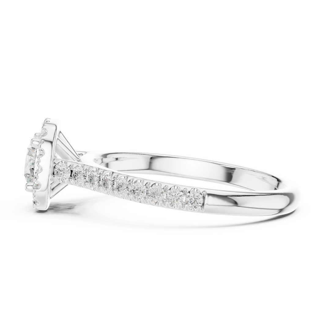 Classic Cushion Halo Pavé Moissanite Engagement Ring in white 925 sterling silver, view 3